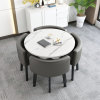 Imitation of marble round+gray leather chair one table 4 chair imitation marble round+gray leather chair one table 4 chair