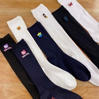Демисезонные носки, цветная мультяшная японская школьная юбка, гольфы, с вышивкой, средней длины