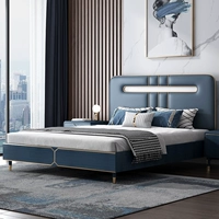 Light Light Luxury Bed Nordic Post -Modern Minimalist One -Meter Master Sleed 1,8 млн. Сеть красная сплошная древесина 1.5 двойная свадебная кровать