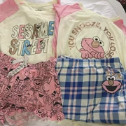 Xuất khẩu bản gốc D Sesame Street cotton mềm mại dịch vụ gia đình phù hợp với bộ đồ ngủ nữ