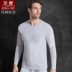 Quần lót nam Rongying Quần áo mùa thu Quần áo cotton Áo thun ấm cho người già Cotton mùa xuân và mùa thu mỏng Undershirt White - Áo ấm Áo ấm