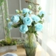 Рисовый белый пион цветок голубой 5