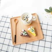 Ly gỗ Nhật Bản, khay vuông, đĩa ăn sáng, đĩa bánh trái cây elm, đĩa gỗ vuông, khay trà - Tấm