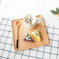 Ly gỗ Nhật Bản, khay vuông, đĩa ăn sáng, đĩa bánh trái cây elm, đĩa gỗ vuông, khay trà - Tấm khay gỗ tròn