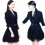 Châu Âu và ngôi sao lớn Hoa Kỳ Tang Hao với chiếc váy gió màu đen mùa thu lông mỏng phù hợp với áo khoác nữ thủy triều áo khoác blazer nữ