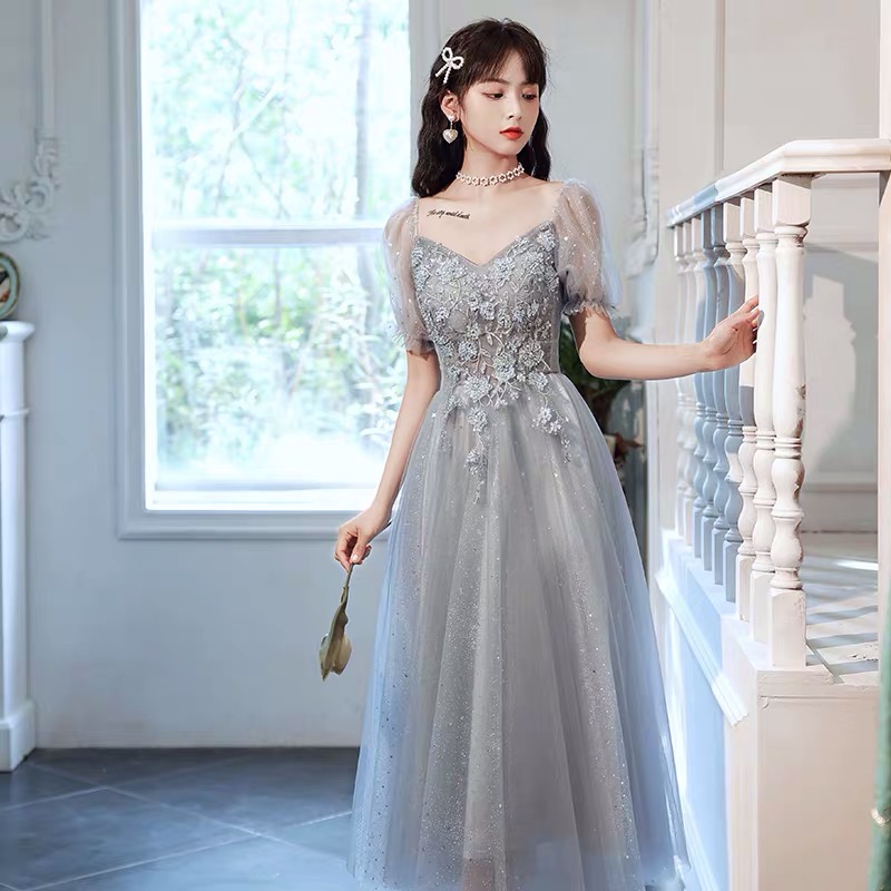 Elegant short evening dress for elementary school students, fitted, 18 years