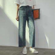 Mùa thu đông 2018 của phụ nữ phiên bản mới của Hàn Quốc với quần jeans rách màu xanh retro dành cho sinh viên