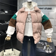Mùa thu đông 2018 học sinh mới không tay hoang dã quần áo cotton đơn giản màu đậm khóa tối màu mỏng mỏng áo khoác vest dày