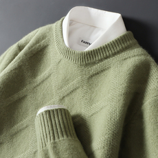 Свитер мужской 羊绒衫男秋冬新款圆领加厚纯色毛衣宽松休闲100%纯羊毛针织打底衫