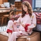 Bộ đồ ngủ mùa xuân và mùa thu nữ phong cách công chúa Hàn Quốc dài tay có thể mặc bên ngoài mùa thu và xu hướng mùa đông phù hợp với cô gái phục vụ nhà - Bên ngoài ăn mặc