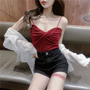 Áo len dệt kim 2019 Xuân mới Thời trang Đại dương Sexy Cross Inside Áo khoác đáy áo Tide nữ - Áo ba lỗ