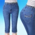 Cao eo đàn hồi mẹ trung niên jeans nữ mùa hè phần mỏng còng quần quần short XL 7 điểm quần Quần jean