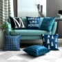Bắc Âu và Mỹ phong cách mô hình trang trí phòng thiết kế sofa gối Địa Trung Hải đệm giường bằng màu đen và trắng sọc hình học màu xanh lá cây gối tựa lưng ô tô cao su non