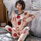 Bộ đồ ngủ nữ mùa xuân và mùa thu cotton dài tay Hàn Quốc mỏng hai mảnh phù hợp với học sinh dễ thương mặc quần áo ở nhà mùa đông - Giống cái