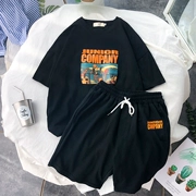 Bộ quần áo thun nam mùa hè với vài chiếc áo cotton ngắn tay giản dị phiên bản Hàn Quốc của thương hiệu xu hướng đẹp trai phù hợp - Bộ đồ
