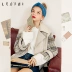 Lecho 2018 mùa xuân của phụ nữ thời trang Hàn Quốc phiên bản của kẻ sọc áo len len dài tay áo sơ mi dày lên mẫu áo măng tô nữ Áo Hàn Quốc