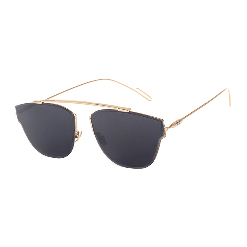Gold Frame And Black Grey ChipEurope and America schoolboy tide Sun glasses female round face Internet celebrity Sunglasses Street shot plane eye ultraviolet-proof 2021 new pattern