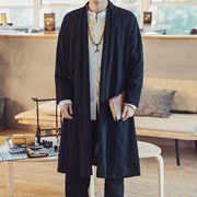 Trung quốc phong cách dài thiền của nam giới retro áo bông cardigan coat kích thước lớn áo choàng người đàn ông lỏng lẻo của áo gió mùa thu