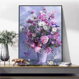 Полный бриллиант 2023 Новый бриллиантовый ресторан Flower 5d Dot Dorm Diamond Cross -Ширт Гостиная Purple Vase спальня слегка