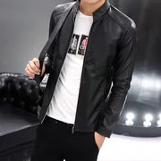 2018 mới mùa xuân và mùa thu của nam giới da xe gắn máy áo khoác Hàn Quốc phiên bản của tự trồng đoạn ngắn pu leather jacket thanh niên triều mỏng