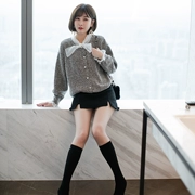 Mimius 2018 xuân mới dành cho sinh viên Hàn Quốc organza nơ cardigan dáng hoang dã khoác ngoài ngắn nữ