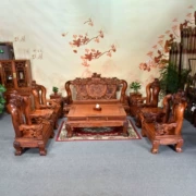 Sofa gỗ hồng Đinh hương Burmese trái cây lớn gỗ hồng mộc 16 cm bộ kỳ lân bộ 10 đồ nội thất bằng gỗ gụ rắn - Bộ đồ nội thất