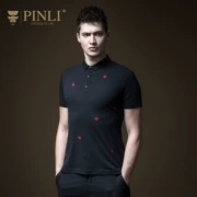 PINLI 品 2019 hè mới cho nam áo thun ngắn tay thêu Áo thun polo hàng đầu B192112257 - Polo