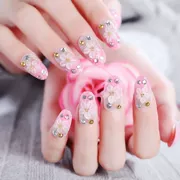 Mang móng tay kết thúc Nail Patch Sparkle Pink Flower Pink Flower Fake Finger Công cụ làm móng 15 - Công cụ Nail