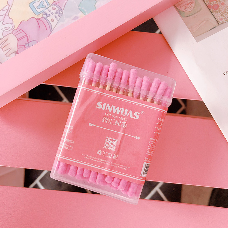 100 PiecesDouble headed stick pick one's ears Cotton swab Sterile rod Degreasing cotton ball clean cotton swab Make up Make up removal hygiene Cotton swab