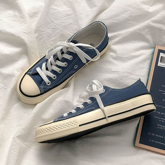 Haze Blue1970s Gao Bang canvas shoe men and women student Korean version Harajuku Versatile Retro Hong Kong flavor summer skate shoes lovers shoes