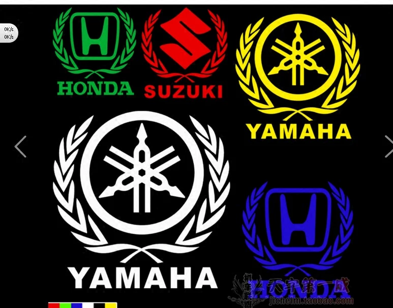 Хромированные наклейки с ретроотражающим эффектом бренды Yamaha, Honda