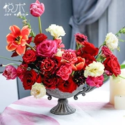 Yuemu Retro cũ màu xám hai hoa rèn sắt Weng tiệc cưới hoa nghệ thuật lớp salon bình hoa - Vase / Bồn hoa & Kệ