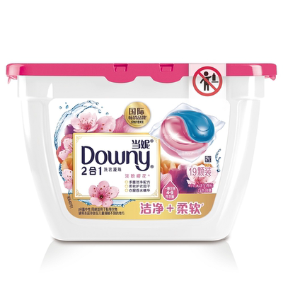 Downy/Dangni 2-в-1 бусины для стирки светло-розовые вишневые цветы 244 г (19 таблетки)