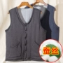 Áo vest nam trung niên ấm áp cộng với nhung dày bố bông áo len đan áo len cũ mùa thu đông áo ba lỗ tập gym
