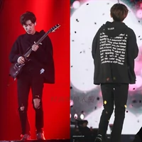 Exo Park Canlie với cùng một đoạn quần áo trùm đầu màu đen oversize gió đôi áo len nam và nữ áo khoác rộng áo thể thao