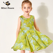 Minipeace hòa bình chim cô gái ăn mặc trong kỳ nghỉ bãi biển trẻ em in váy 2018 mùa hè phong cách mới