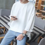 Mùa hè Nam Ngắn Tay Áo Triều Hàn Quốc Sinh Viên Trắng T-Shirt Lỏng Bảy Tay Áo T-Shirt Năm-Point T-Tay Áo Quần Áo