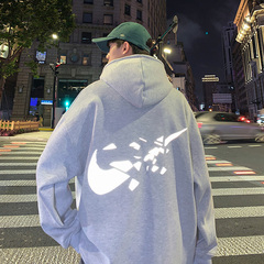 連帽衛衣男港風ins潮牌反光帽衫潮流百搭寬鬆春秋款衣服痞帥外套