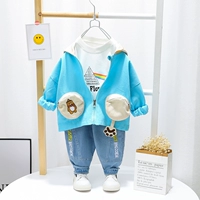 Детский комплект для мальчиков, куртка, плащ, детские джинсы, 3 лет, 3 предмета, в корейском стиле, в западном стиле