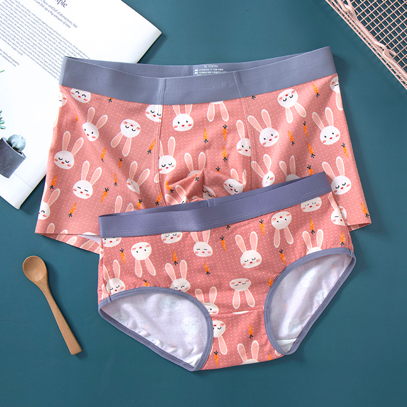 Cute Rabbitlovers underpants modal  pure cotton lovely originality Double men and women Underwear Couple shorts suit