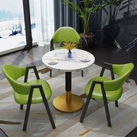 Изумрудная зеленая кожа один стол три стулья
