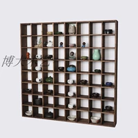 Горящий Tongmu Bo Древний шельф с твердым деревянным стеной висящая стена -Hung Tea Set Searting Shelf Living Room Duobao Павильон может быть на стене клетчатую раму клетку