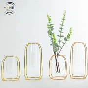 INS sắt hoa đứng thủy tinh dây thủy canh kim loại bình hoa Bắc Âu hình học hoa đứng sáng tạo nhà mềm mại - Vase / Bồn hoa & Kệ