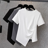 Летний модный дизайнерский топ, футболка с коротким рукавом, большой размер, тренд сезона, по фигуре