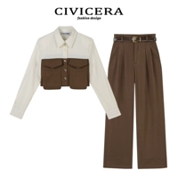 CIVICERA Ретро комплект, осенние штаны, дизайнерский короткий шерстяной жакет, французский ретро стиль, тренд сезона
