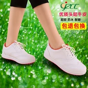 Golf giày nữ không thấm nước trắng da sốc hấp thụ chống trượt giày thể thao với đầu tròn với giày thường giày của phụ nữ