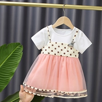 Хлопковое платье, юбка на девочку, комплект, детский летний наряд маленькой принцессы, в западном стиле