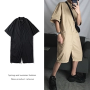 Fan Fan của Nam Giới Hip Hop Gió Hàn Quốc Loose Jumpsuit của Nam Giới Đường Phố Dance Couple Ngắn Tay Áo Quần Short Một Mảnh Phù Hợp Với Thủy Triều