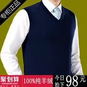 Mùa thu và mùa đông mới trung niên của nam giới cashmere vest len ​​vest V-Cổ kích thước lớn trung niên vest áo len áo len