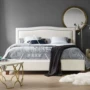 Bắc Âu tối giản theo phong cách phòng ngủ trắng + đường màu xanh bông đôi và lanh bọc giường 1,5 m 1,8 m - Giường giường sắt 2 tầng